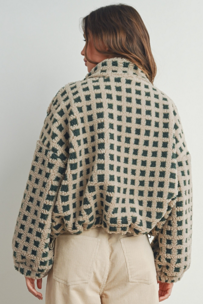 Buttermelon Checkered Sherpa Jacket