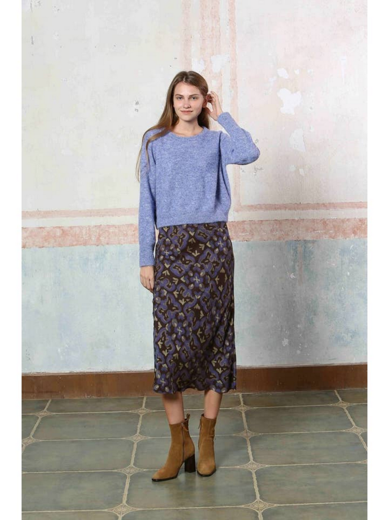 See U Soon Dark Tones Printed Midi Skirt