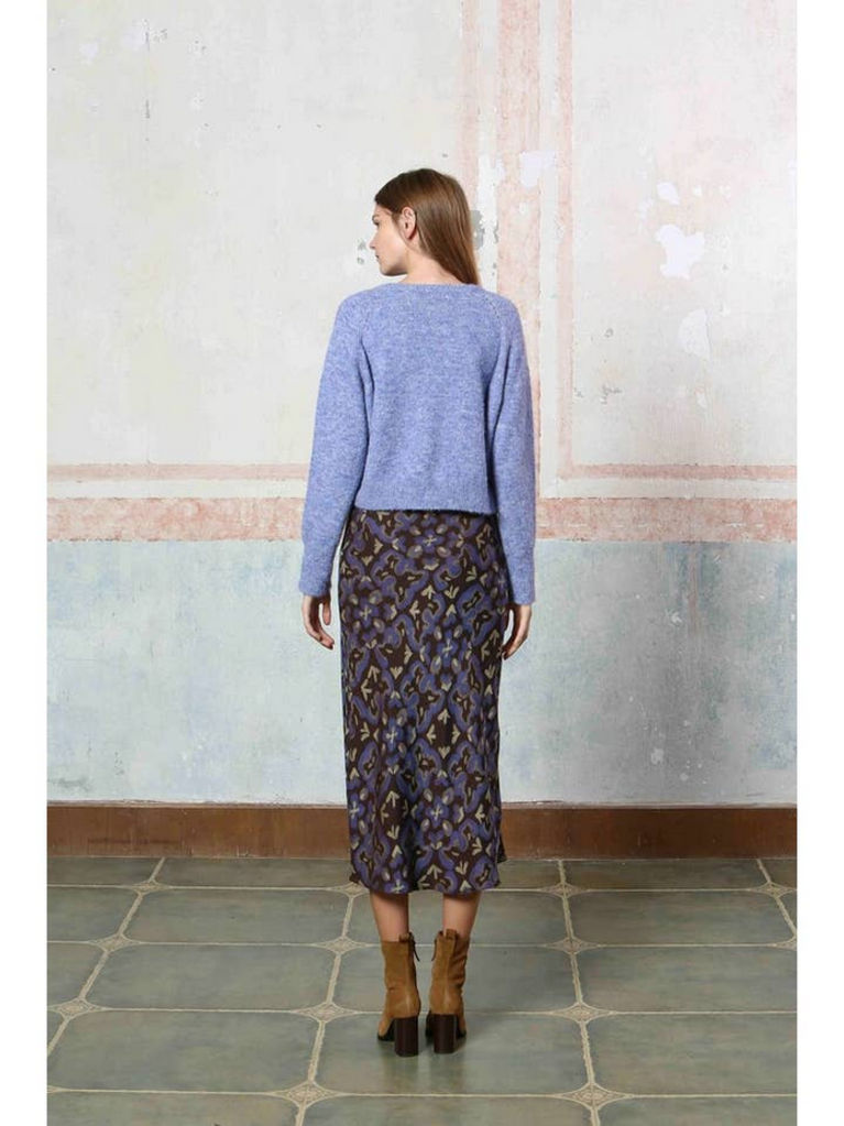 See U Soon Dark Tones Printed Midi Skirt
