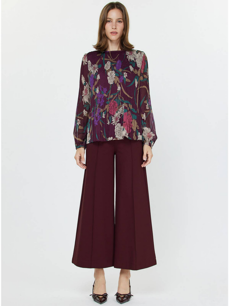 Current Air Floral Print Pleated Blouse