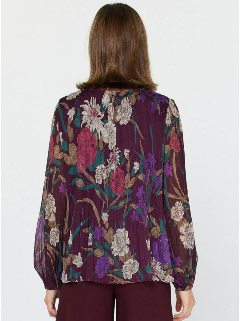 Current Air Floral Print Pleated Blouse
