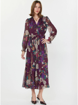 Current Air Floral Pleated Maxi Dress Current Air Floral Pleated Maxi Dress