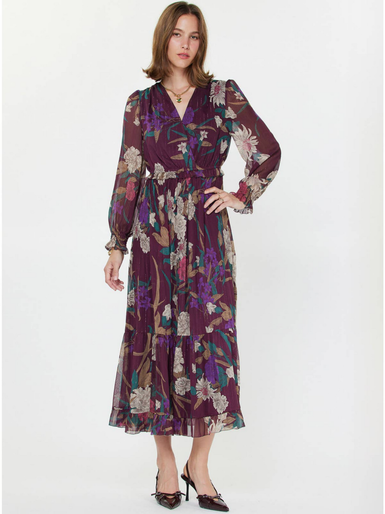 Current Air Floral Pleated Maxi Dress