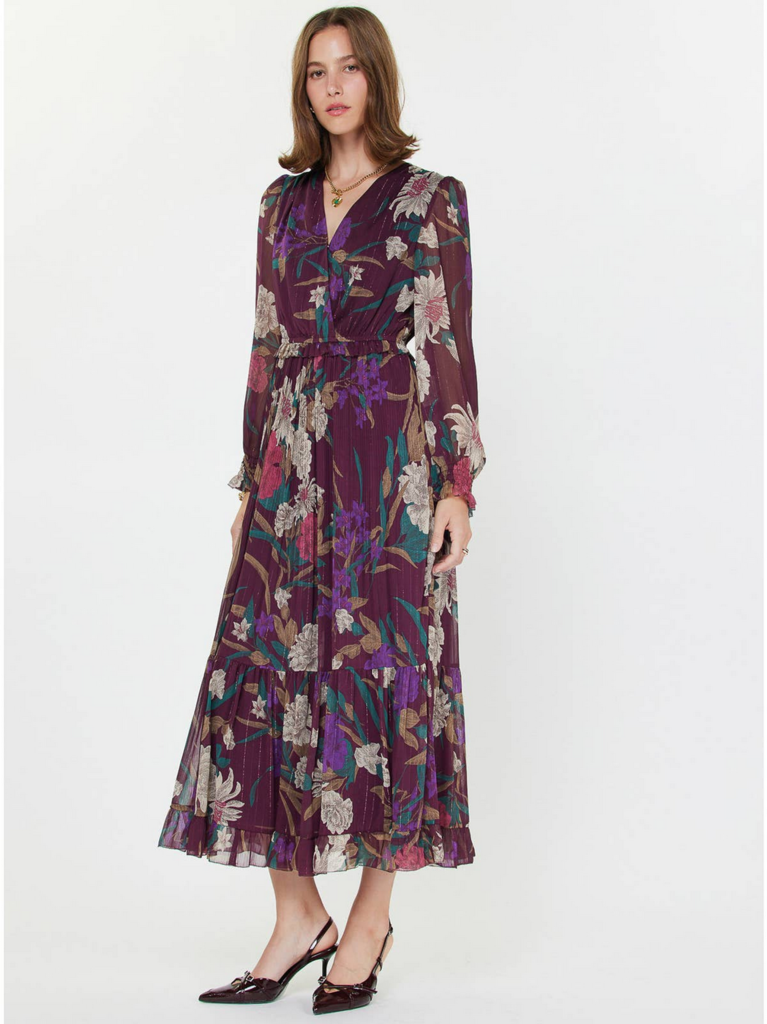 Current Air Floral Pleated Maxi Dress
