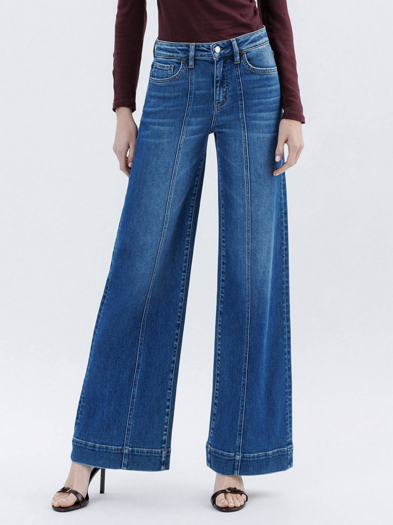 Flying Monkey High Rise Trouser Hem Extreme Wide Leg Jeans