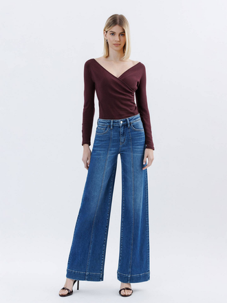 Flying Monkey High Rise Trouser Hem Extreme Wide Leg Jeans