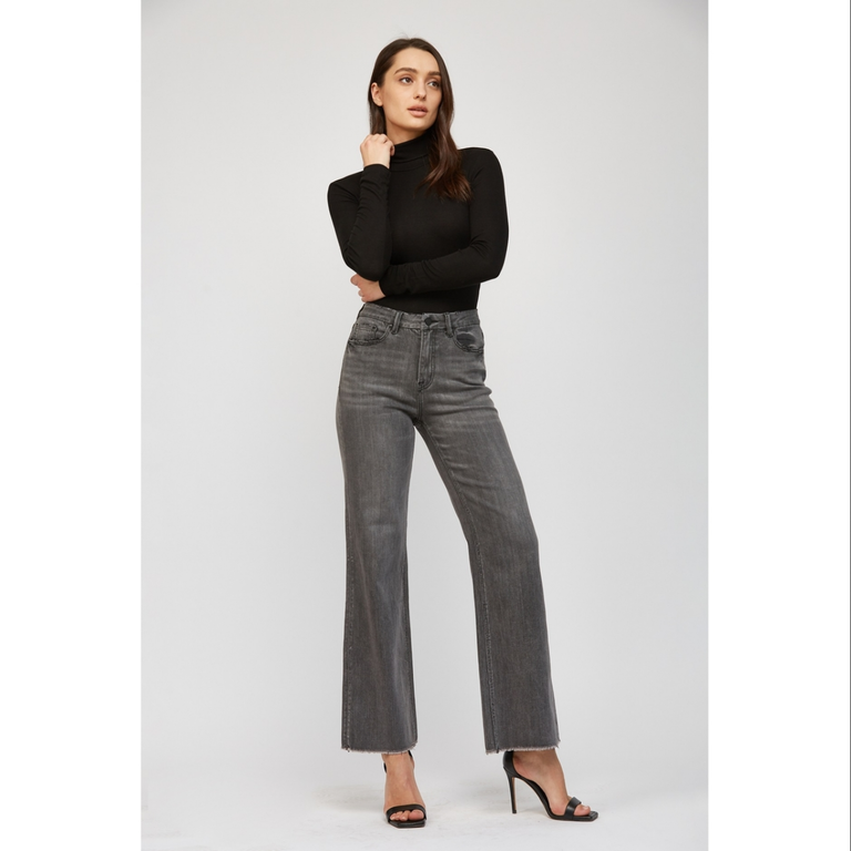 Mica Denim Super High Wide Leg - Super Soft in Dark Grey
