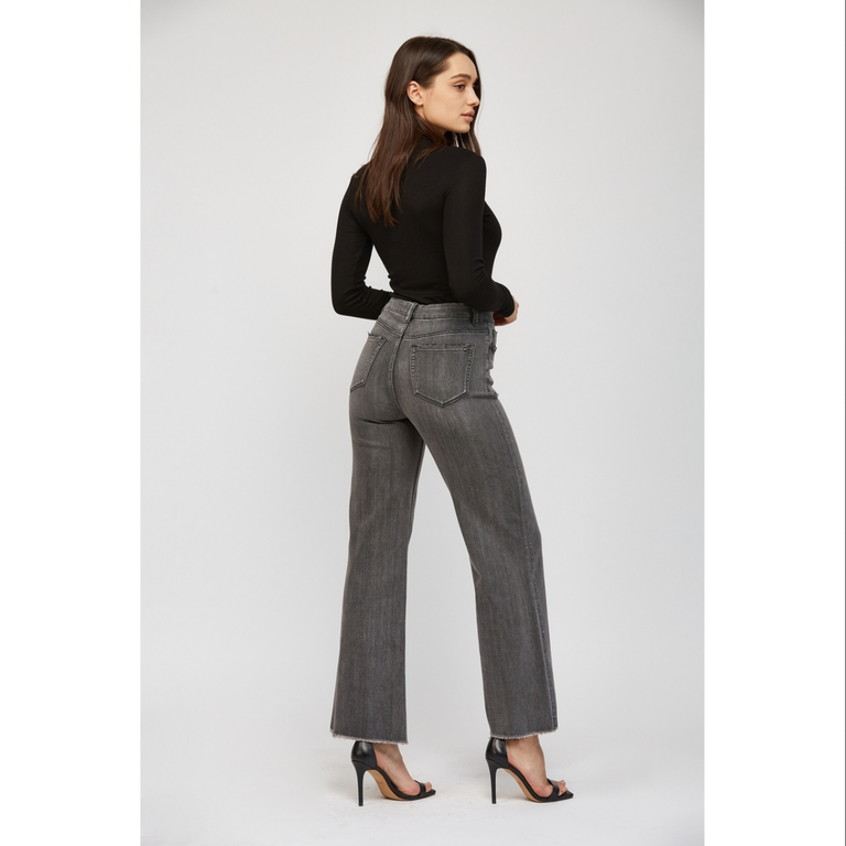 Mica Denim Super High Wide Leg - Super Soft in Dark Grey