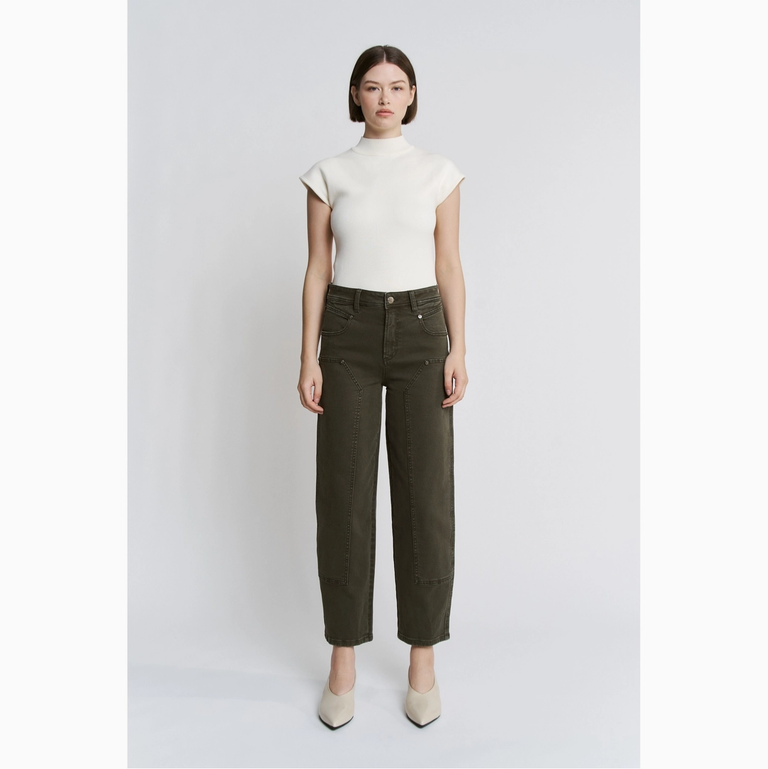 Mica Denim High Rise Ankle Straight Barrel Jean