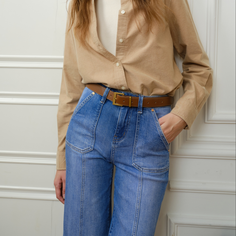 Bayeas High Rise Relaxed Straight Jeans with Raw Hem