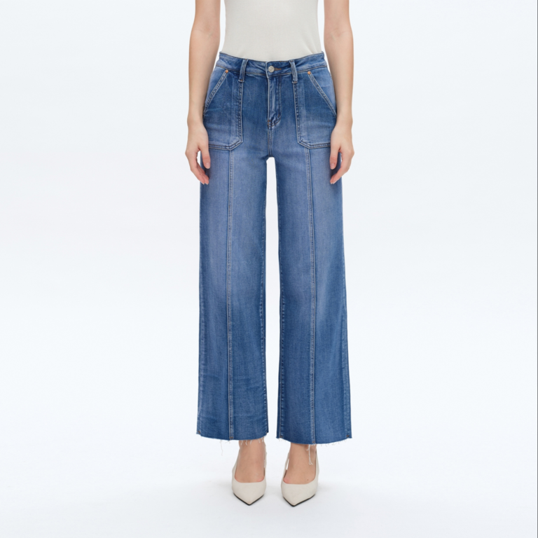 Bayeas High Rise Relaxed Straight Jeans with Raw Hem