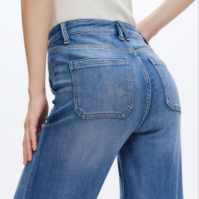 Bayeas High Rise Relaxed Straight Jeans with Raw Hem