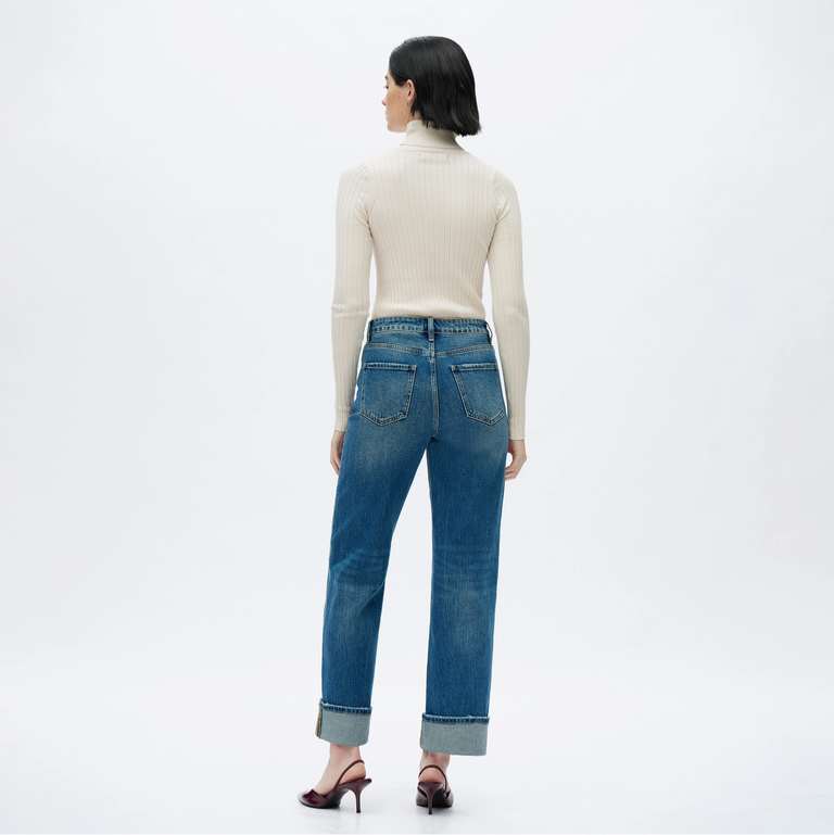 Bayeas High Rise Straight Jeans with Finished Hem