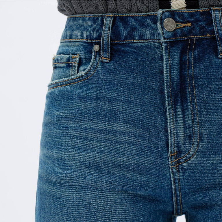 Bayeas High Rise Straight Jeans with Finished Hem