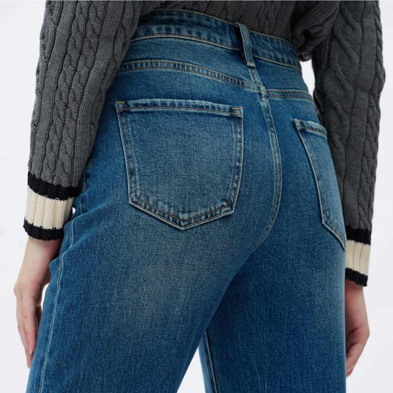 Bayeas High Rise Straight Jeans with Finished Hem