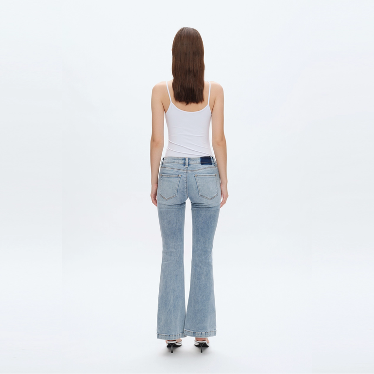 Bayeas Low Rise Flare Jeans with Finished Hem