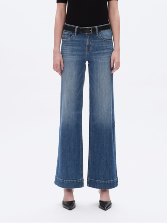 Bayeas Low Rise Wide Leg Denim Jeans with Finished Hem Bayeas Low Rise Wide Leg Denim Jeans with Finished Hem
