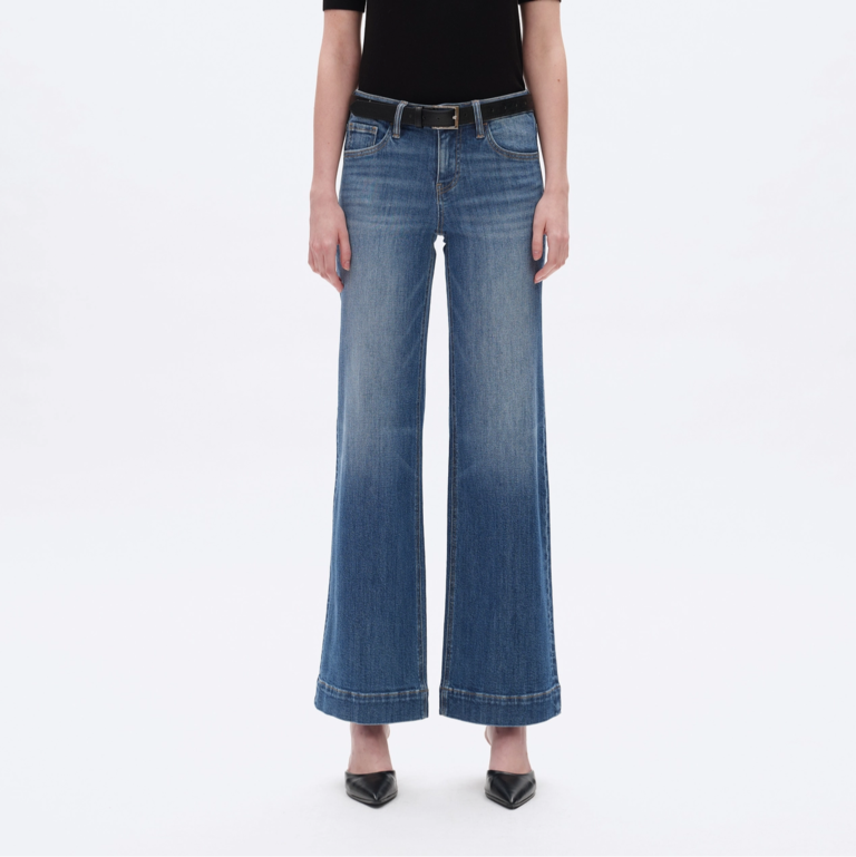 Bayeas Low Rise Wide Leg Denim Jeans with Finished Hem