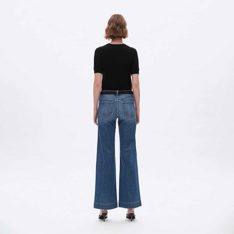Bayeas Low Rise Wide Leg Denim Jeans with Finished Hem