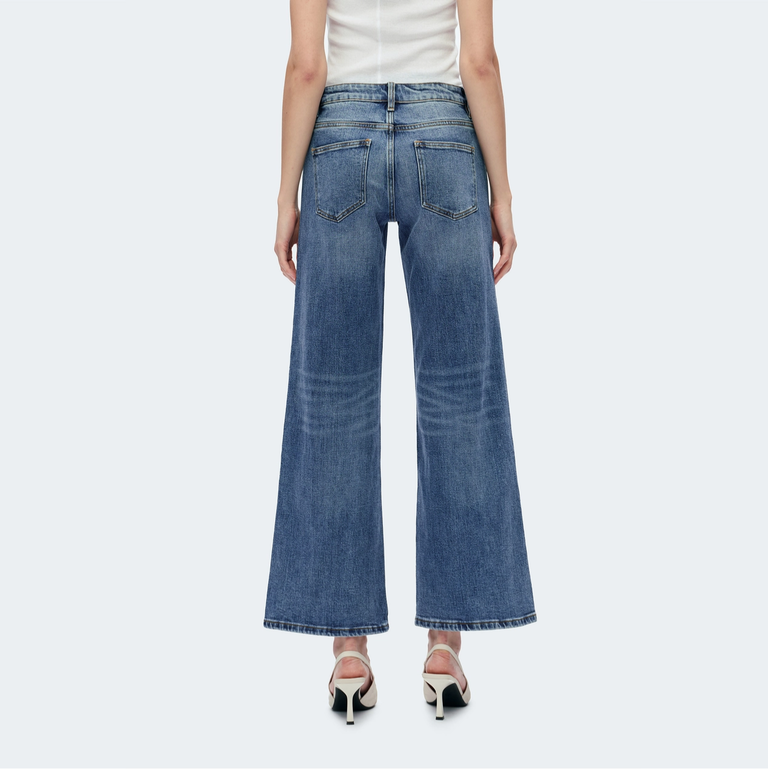 Bayeas Mid Rise Relaxed Straight Jeans with Finished Hem