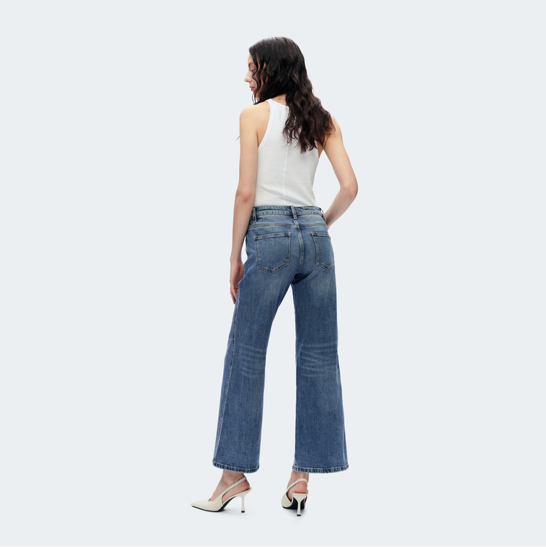 Bayeas Mid Rise Relaxed Straight Jeans with Finished Hem