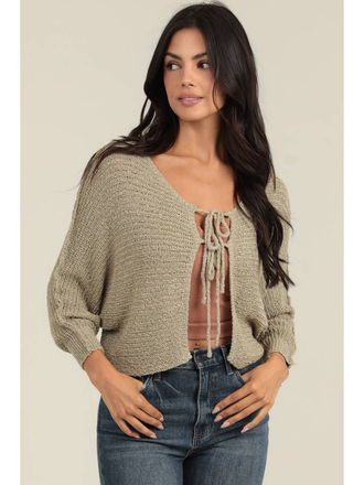 Angie Tie Front Bat Wing Light Weight Sweater