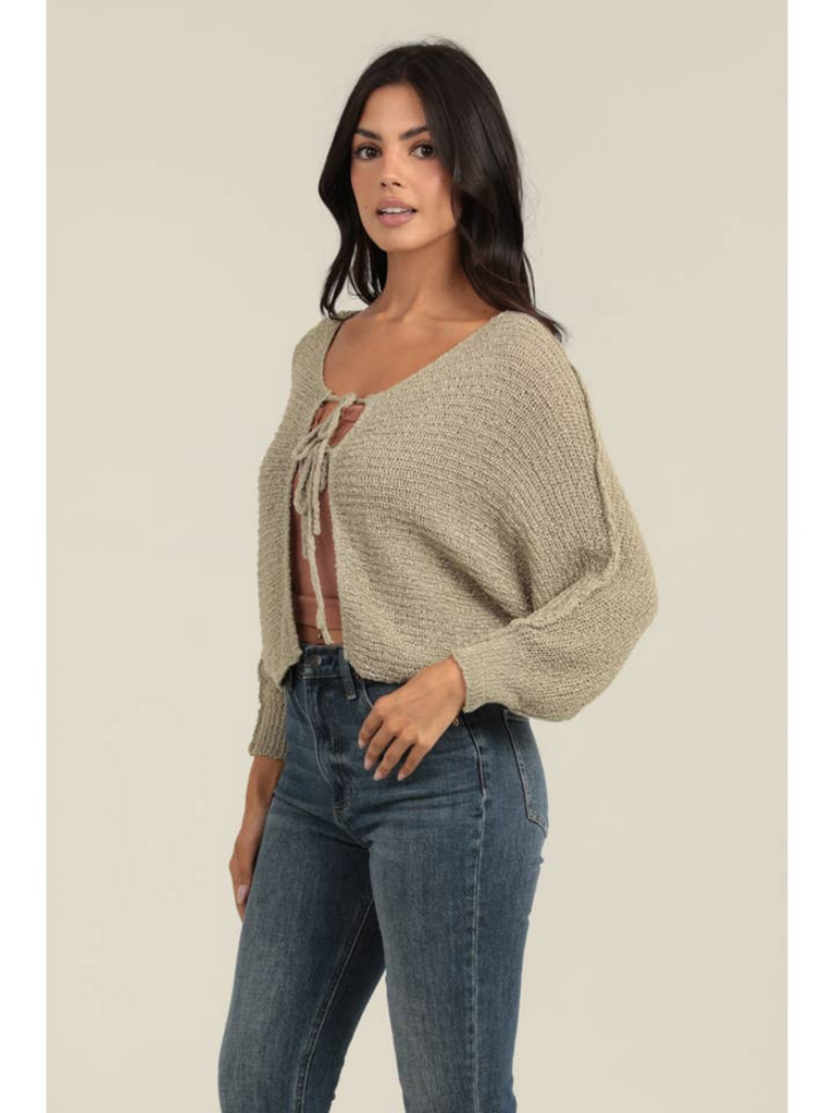 Angie Tie Front Bat Wing Light Weight Sweater