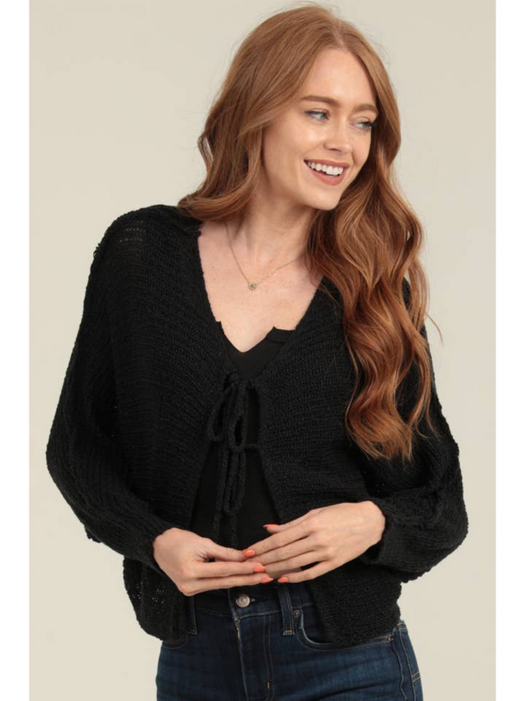 Angie Tie Front Bat Wing Light Weight Sweater