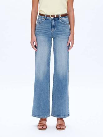 Bayeas Mid Rise Wide Leg Jeans with Finished Hem