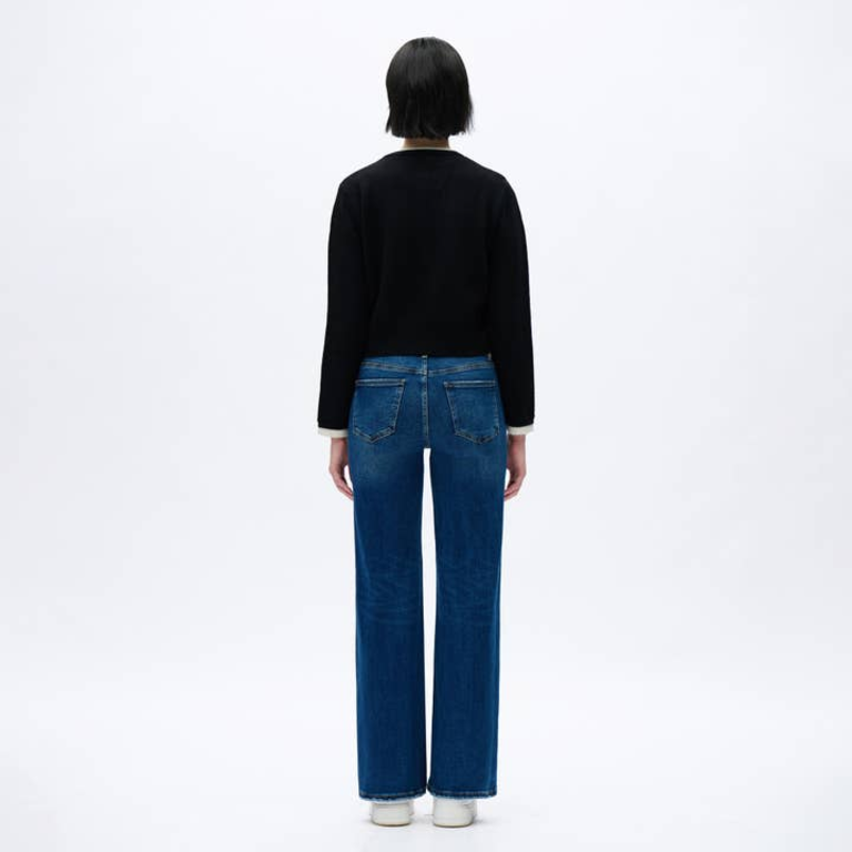 Bayeas Mid Rise Wide Leg Jeans with Finished Hem