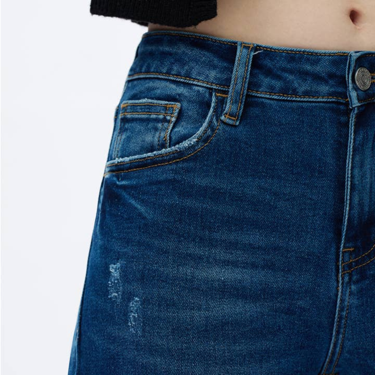 Bayeas Mid Rise Wide Leg Jeans with Finished Hem