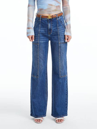 Bayeas Super High Rise Wide Leg Workwear Jeans Split Hem Bayeas Super High Rise Wide Leg Workwear Jeans Split Hem