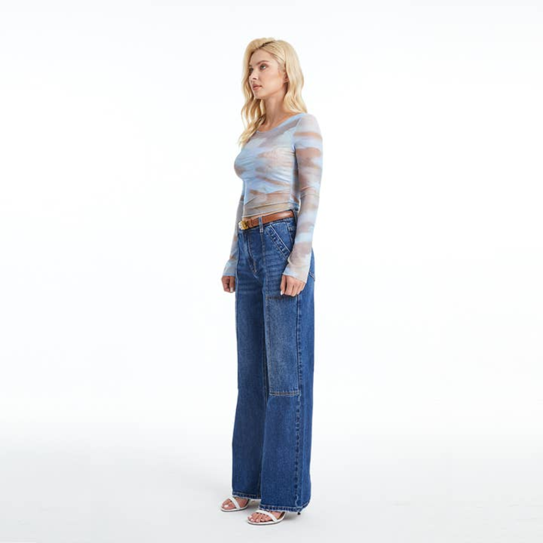 Bayeas Super High Rise Wide Leg Workwear Jeans Split Hem