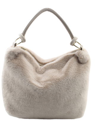 Blue Suede Faux Fur Hobo Bag