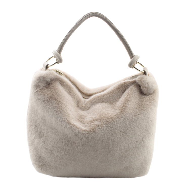 Blue Suede Faux Fur Hobo Bag