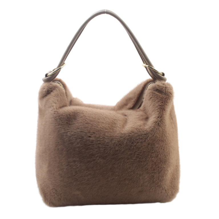Blue Suede Faux Fur Hobo Bag