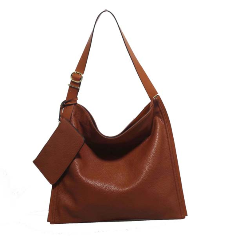 Blue Suede Faul Leather Hobo W/ Adjustable Strap