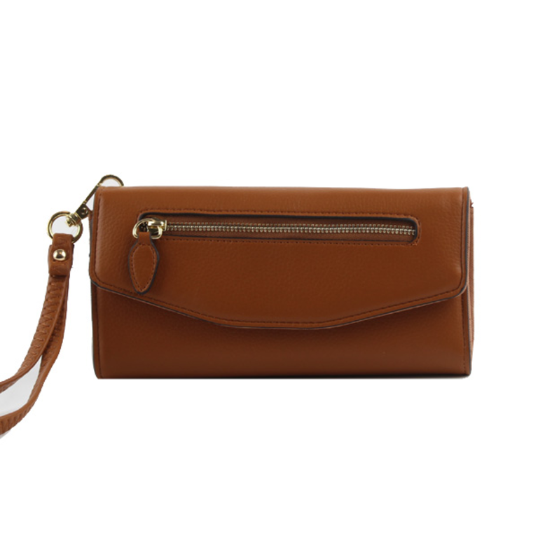 Blue Suede Snap Close Fold Over Wallet / Wristlet