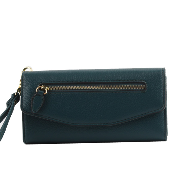 Blue Suede Snap Close Fold Over Wallet / Wristlet