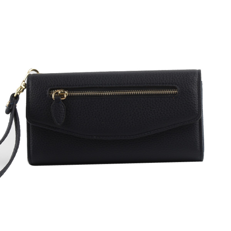 Blue Suede Snap Close Fold Over Wallet / Wristlet