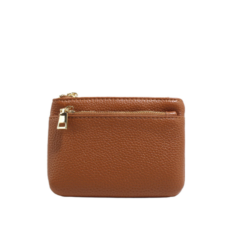 Blue Suede Petite Zippered Keychain Wallet