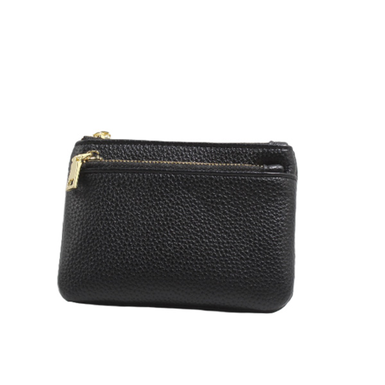 Blue Suede Petite Zippered Keychain Wallet