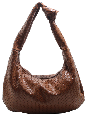 Blue Suede Woven Hobo Bag
