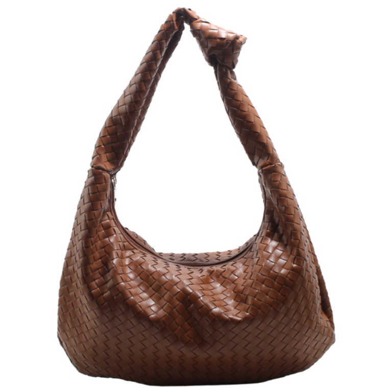 Blue Suede Woven Hobo Bag