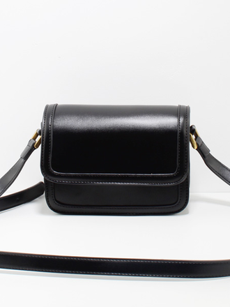 Blue Suede Structured Crossbody Bag w/ Adjustabe Strap