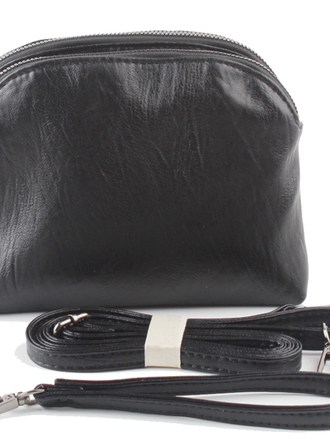 Blue Suede Rounded Crossbody / Wristlet Bag