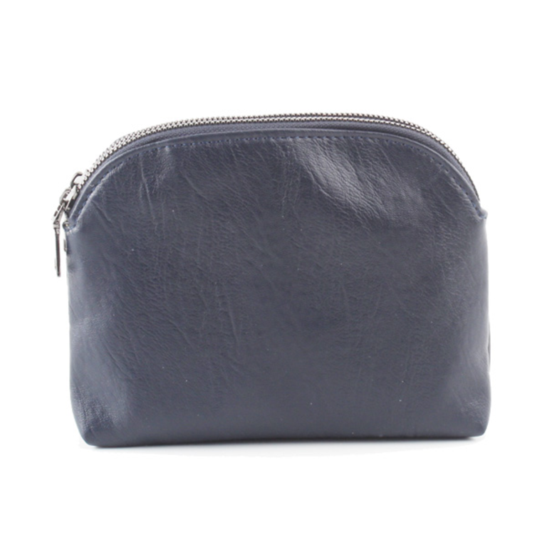 Blue Suede Rounded Crossbody / Wristlet Bag