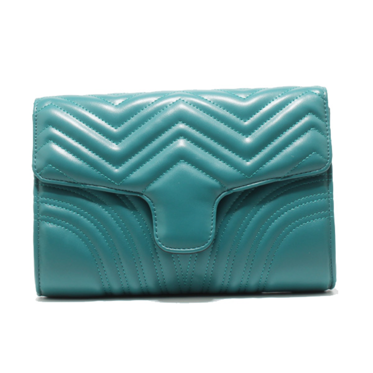 Blue Suede Quilted Detail Clutch