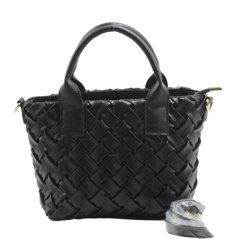 Blue Suede Woven Satchel Mini Bag