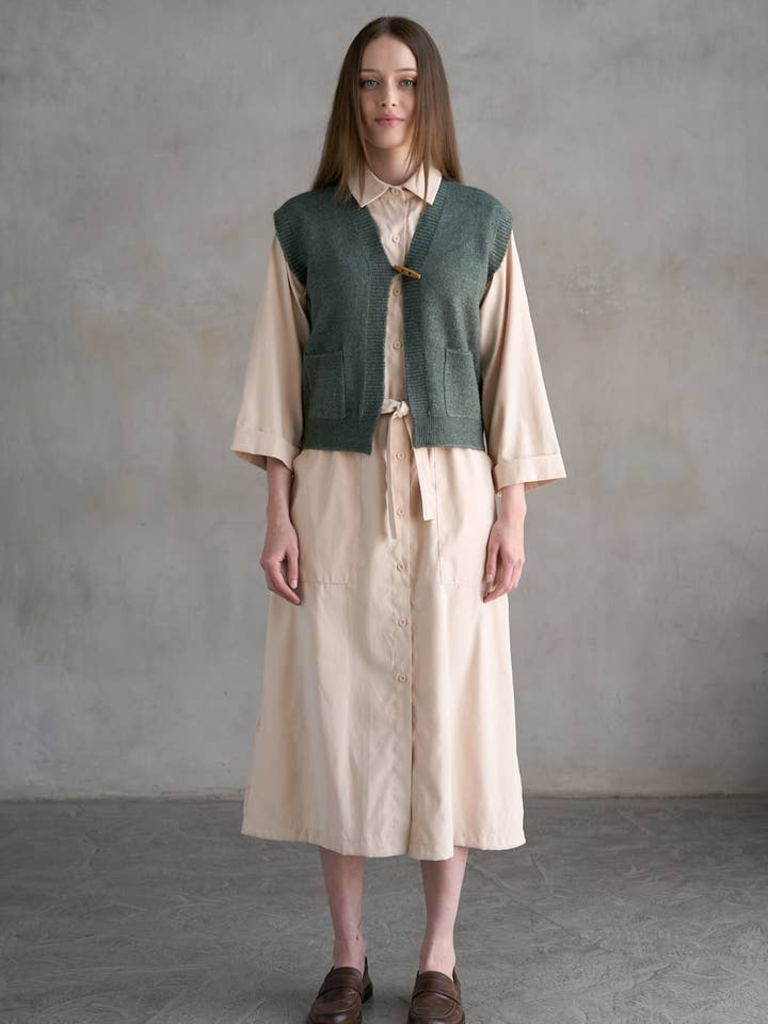 Elle Grey Toggle Button Sweater Vest